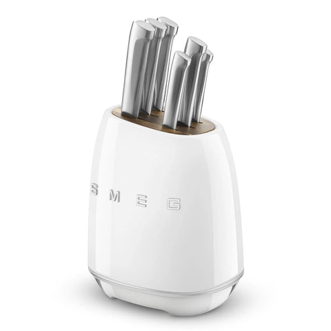 SMEG Knife Block Set, White