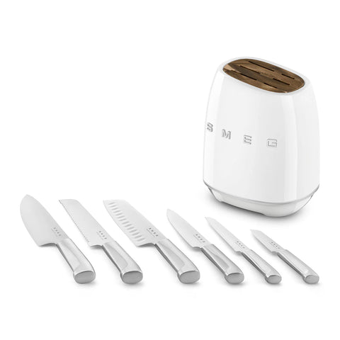 SMEG Knife Block Set, White