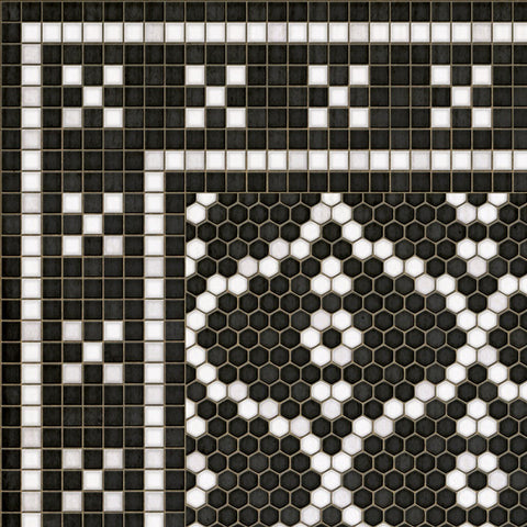 Mosaic F "Kingsbridge Road" Vinyl Floorcloth - Spicher & Co.