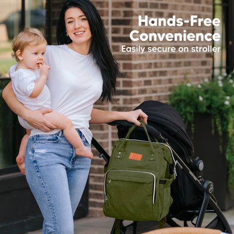 KeaBabies Original Diaper Bag Backpack - Dark Olive