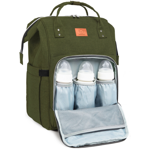 KeaBabies Original Diaper Bag Backpack - Dark Olive