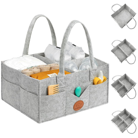 KeaBabies Original Diaper Caddy - Classic Gray