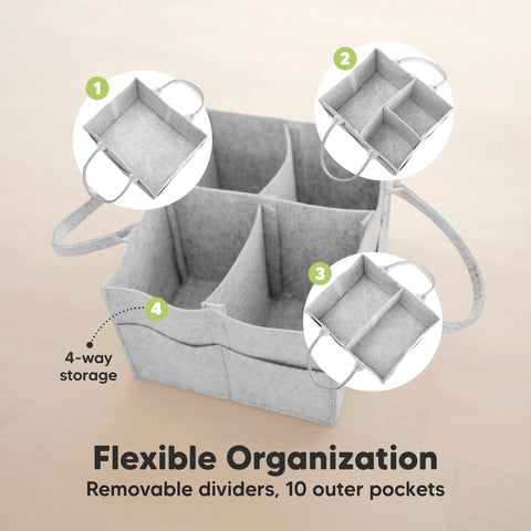 KeaBabies Original Diaper Caddy - Classic Gray