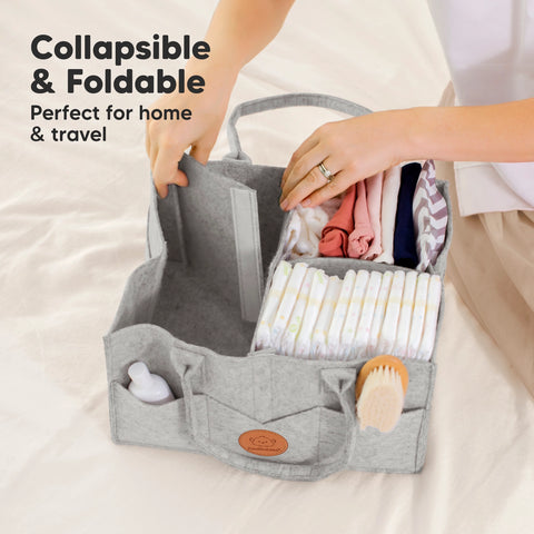 KeaBabies Original Diaper Caddy - Classic Gray