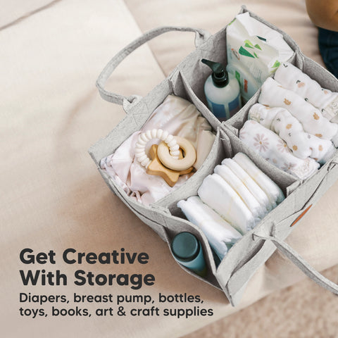 KeaBabies Original Diaper Caddy - Classic Gray