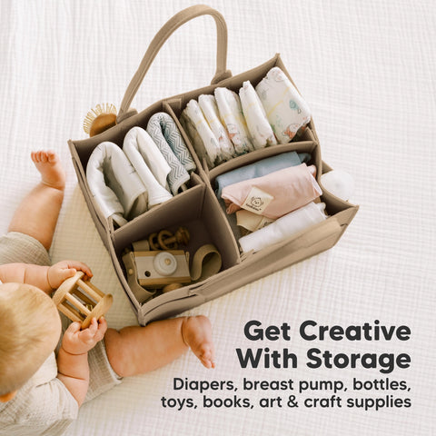 KeaBabies Original Diaper Caddy - Taupe