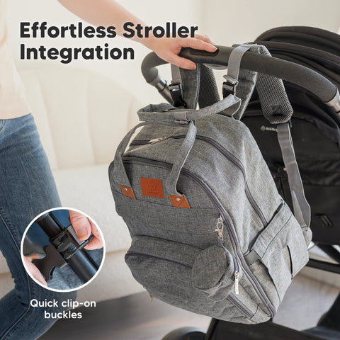 KeaBabies Rove Diaper Backpack - Classic Gray