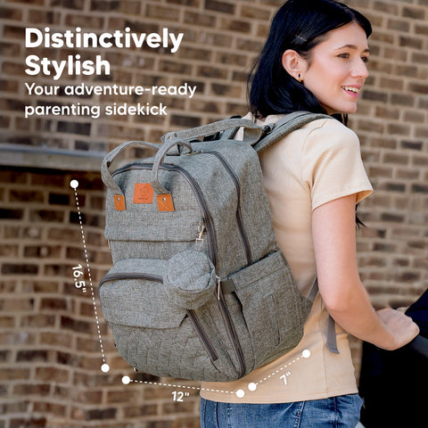 KeaBabies Rove Diaper Backpack - Classic Gray