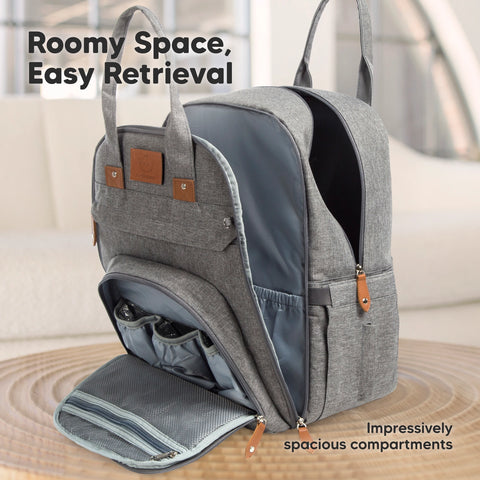 KeaBabies Rove Diaper Backpack - Classic Gray