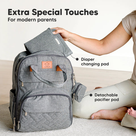 KeaBabies Rove Diaper Backpack - Classic Gray