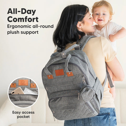 KeaBabies Rove Diaper Backpack - Classic Gray