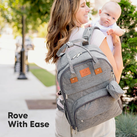 KeaBabies Rove Diaper Backpack - Classic Gray
