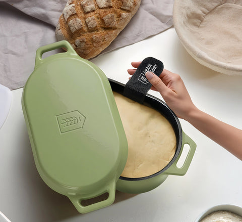 Kook Enameled Cast Iron Dutch Oven with Lid, 3.4 Qt - Sage Ombre
