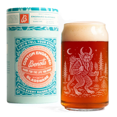 Krampus Laser-Etched Beer Can Glass