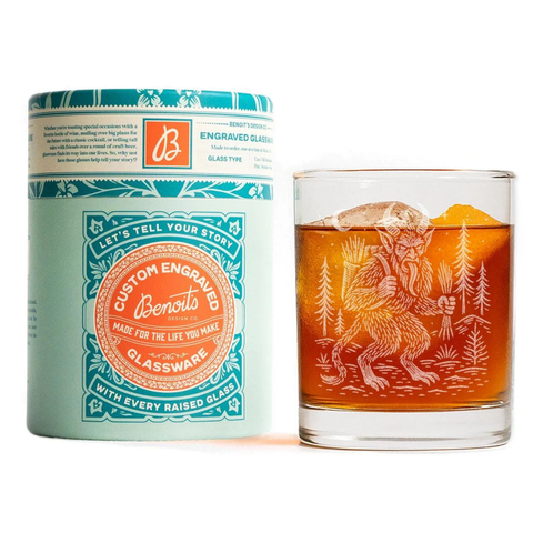 Krampus Laser-Etched Old Fashioned Glass