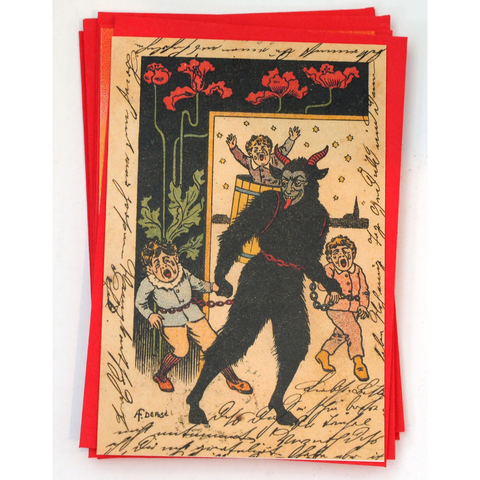 Krampus With Flowers Greeting Card
