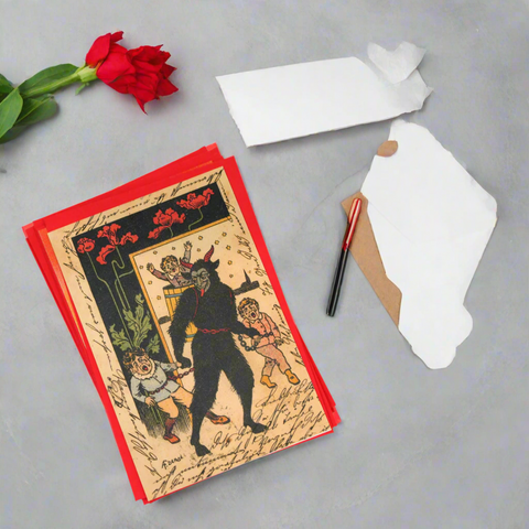 Krampus With Flowers Greeting Card