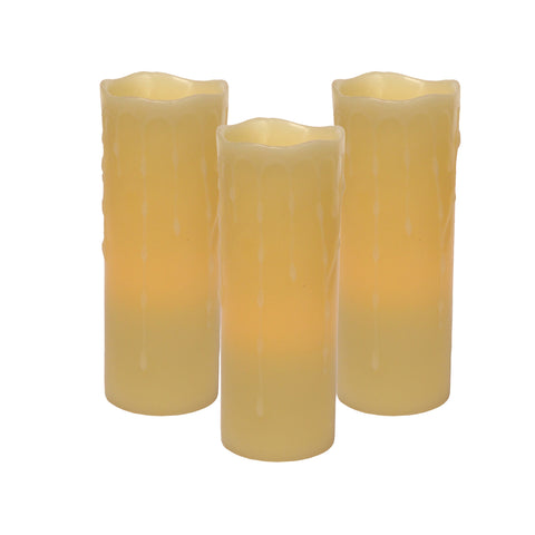 LED Wax Dripping Pillar Candle, 3" x 8"
