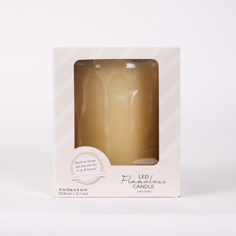 LED Wax Dripping Pillar Candle, 4" x 5"