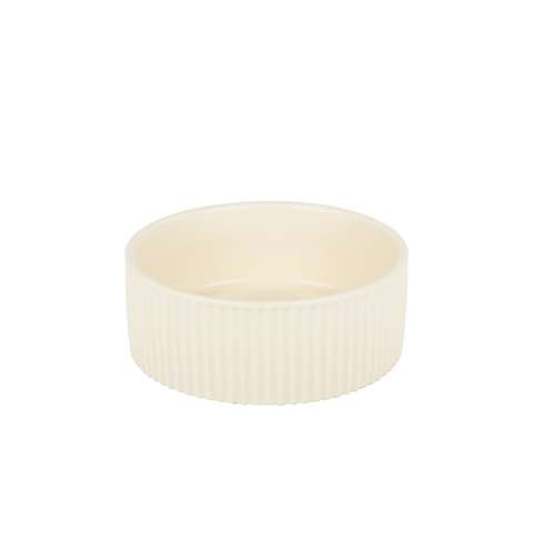 Large Jardin Ribbed Pet Bowl - Cream