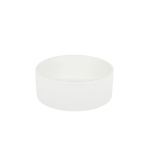 Large Jardin Ribbed Pet Bowl - White