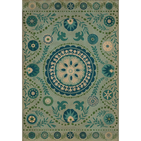 Pattern 38 "Boho Blue" Vinyl Floorcloth - Spicher & Co.