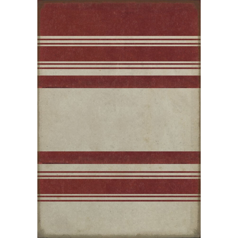 Pattern 50 "Organic Stripes Red and White" Vinyl Floorcloth - Spicher & Co.