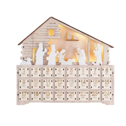 Illuminated Wooden Nativity Advent Calendar