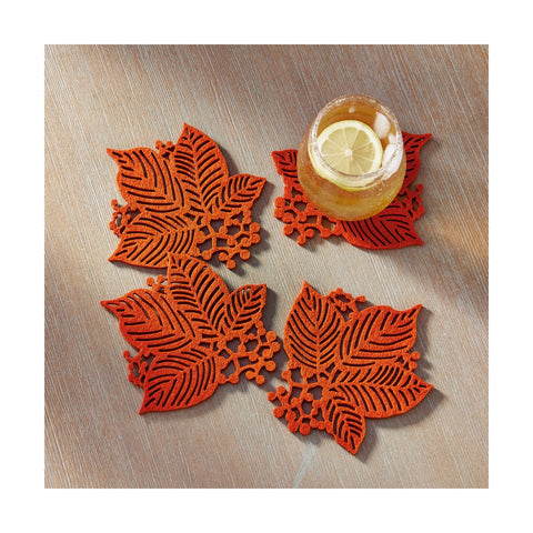 Leaf + Berries Felt Coaster