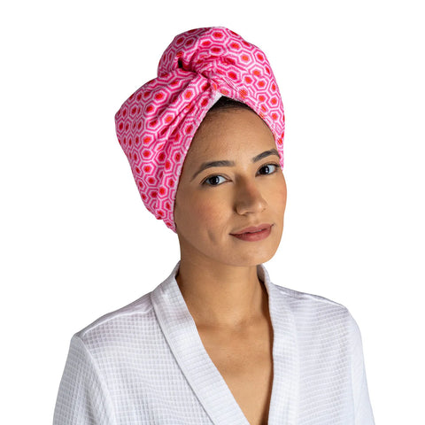 Lemon Lavender® Plot Twist Turbo Towel - Pink Hexagon