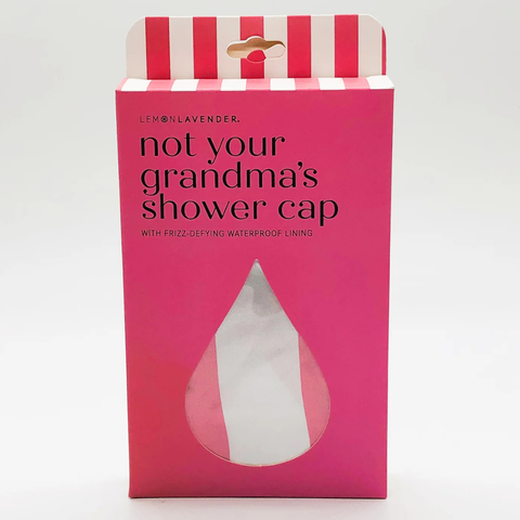 Lemon Lavender® Not Your Grandma's Shower Cap - Pink + White Stripe