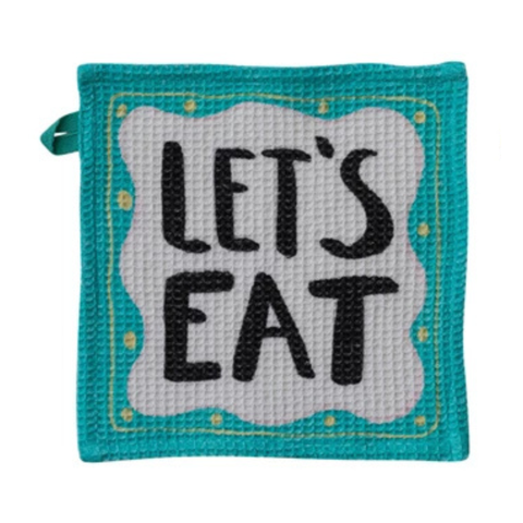 Let's Eat Waffle Weave Dish Cloth