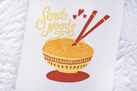 Letterpress Send Noods Greeting Card - Talking Out Of Turn