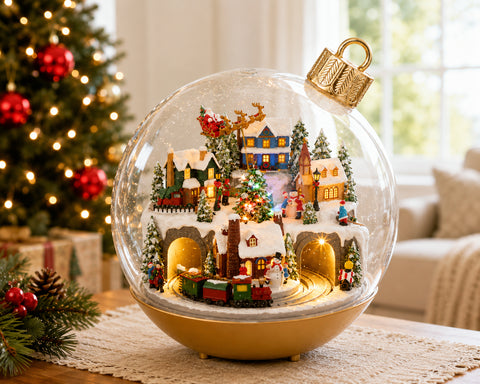 Lighted Animated Musical Winter Town Scene