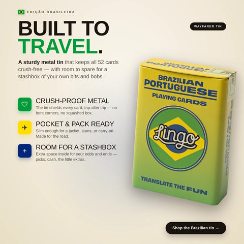 Lingo Playing Cards Gift Tin - Brazilian Portuguese