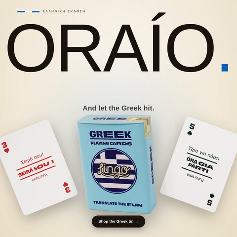 Lingo Playing Cards Gift Tin - Greek