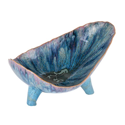 Majella Organic-Shaped Footed Stoneware Bowl, 12.5"