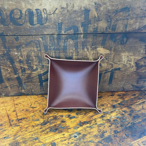 Leather Valet Tray, Dark Brown - Manready Mercantile