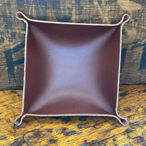 Leather Valet Tray, Dark Brown - Manready Mercantile