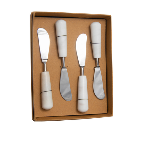 Blanc Marble Cheese Spreaders, Set of Four