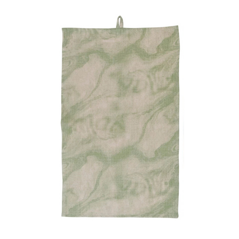 Marble Print Tea Towel - Green