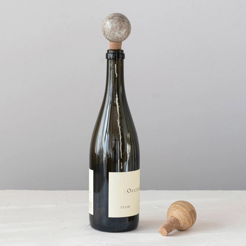 Marble & Cork Bottle Stopper, Beige