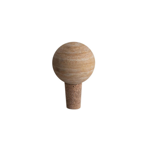 Marble & Cork Bottle Stopper, Beige