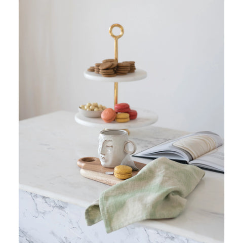 Marble Print Tea Towel - Green