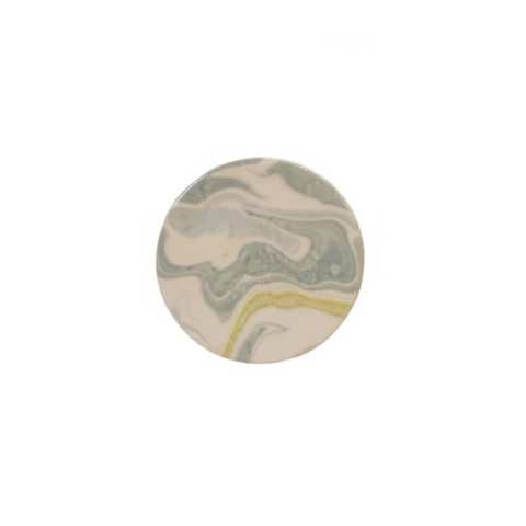 Marbled Design Stoneware Coaster, Green/Yellow/White