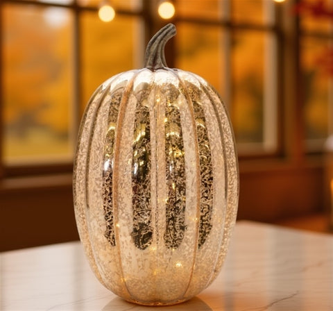 Mercury Glass LED Pumpkin 16.5"H