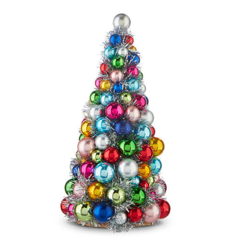 Merry & Bright Ball Ornament Tree 15.5"