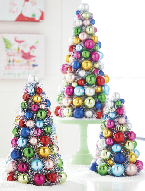 Merry & Bright Ball Ornament Tree 15.5"