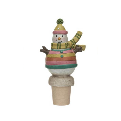 Merry & Bright Snowman Bottle Stopper, C
