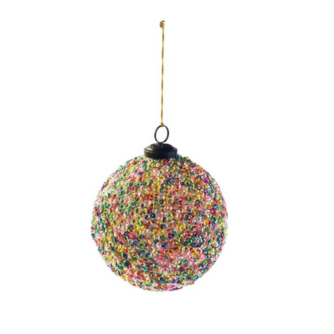 Merry & Bright Sequined Ball Ornament, 4"